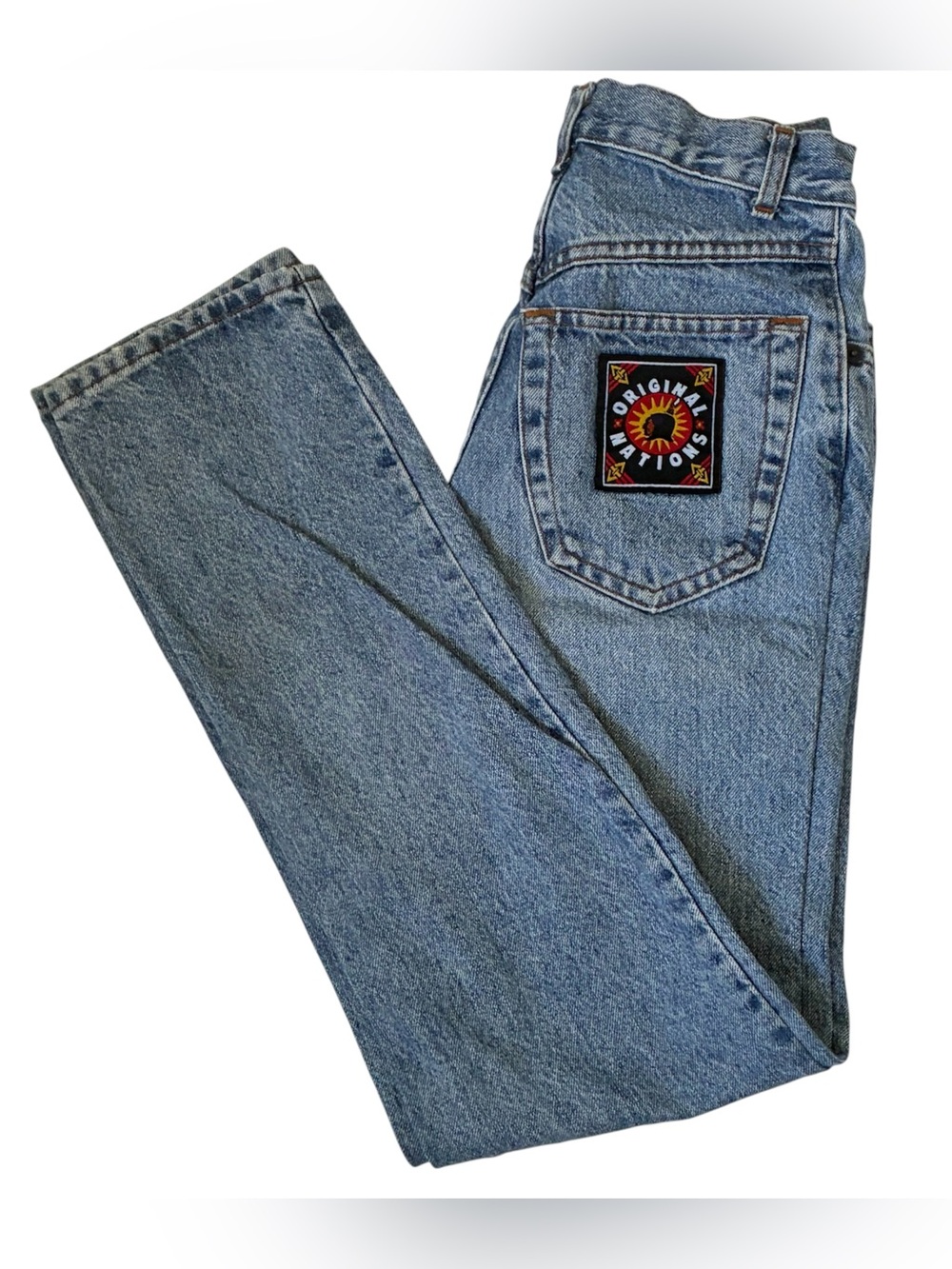 VINTAGE STRAIGHT LEG JEANS ORIGINAL NATIONS MOM JEANS HIGH WAISTED LIGHT WASH